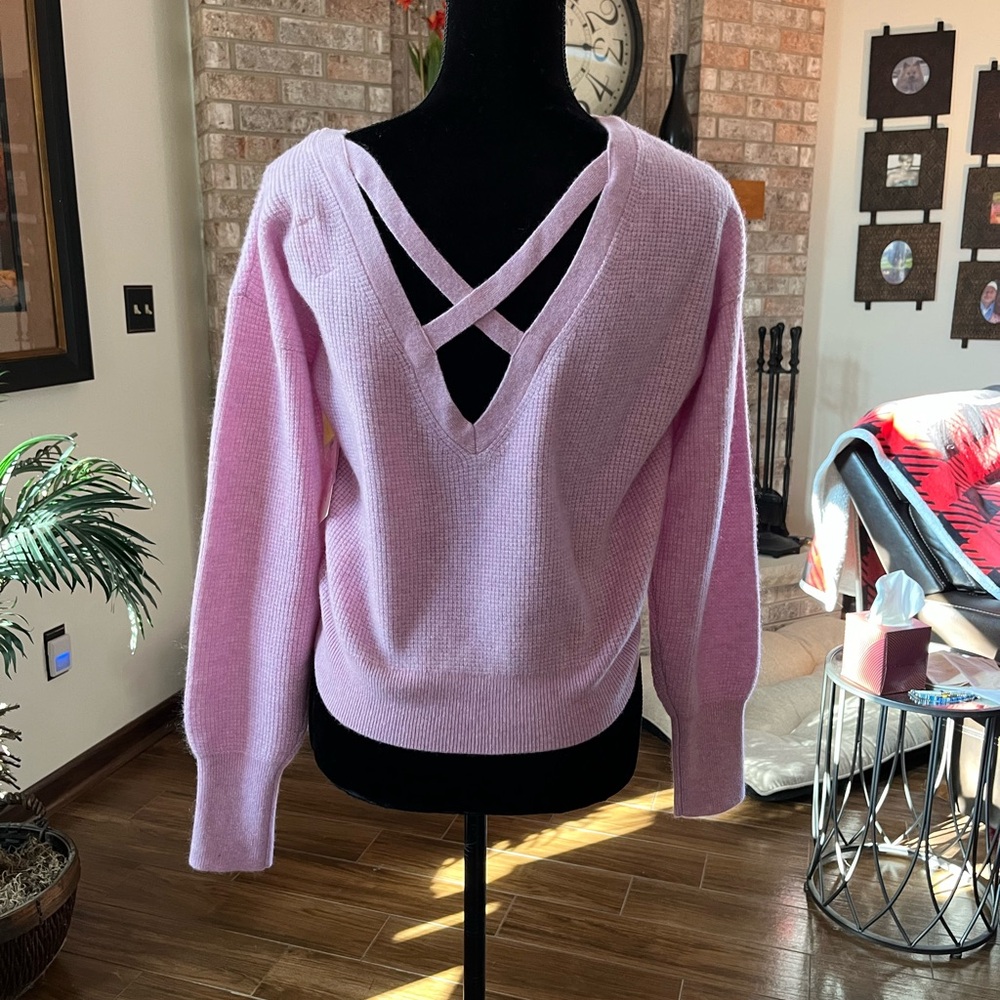 NWT Anthropologie Lavender V-Neck Cross-Back Sweater
